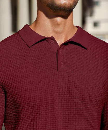 Miniatura 3 de Zaitun Polo de punto de manga larga para hombre, suéter ligero casual con cuello