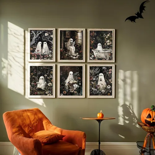 Miniatura 4 de GOUOYANA Paquete de 6 kits de pintura de diamantes de Halloween para adultos, kits de pintura de diamante fantasma para principiantes, 5D Halloween