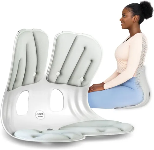 Miniatura 17 de curble Grand Cover, funda desmontable para silla de adulto, soporte ergonómico para respaldo de silla y soporte lumbar (azul)