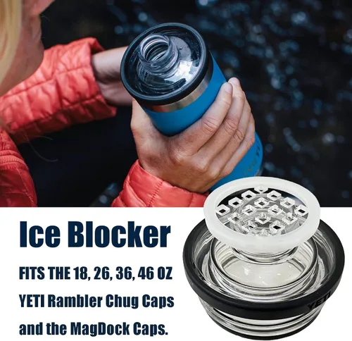 Miniatura 4 de TEYOUYI 2 bloqueadores de colador de hielo para YETI Rambler Bottle Chug Cap - Evita la penetración en cubos o hielo triturado durante una