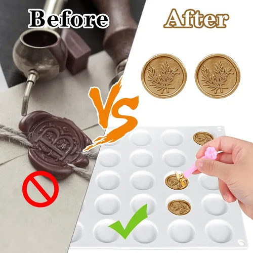Miniatura 3 de Kit de sellado de cera para sello de cera, molde de sello de cera de 30 cavidades y 360 calcomanías adhesivas de doble cara para manualidades Kit