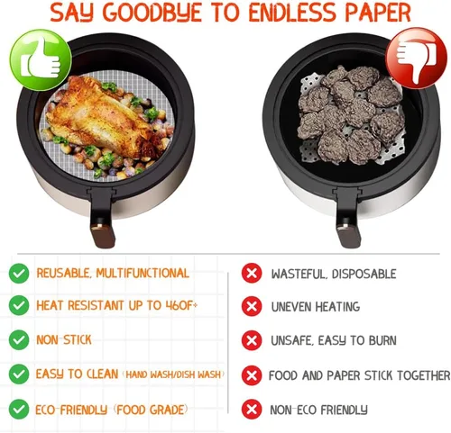 Miniatura 4 de Forros reutilizables multifuncionales de silicona para freidora de aire, paquete de 3, accesorios para freidora de aire fáciles de limpiar
