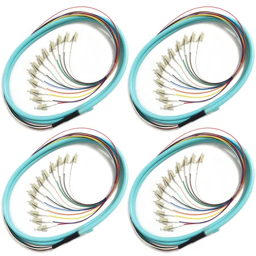 Miniatura 14 de 6 hilos multimodo OM1 62.5/125 ST-UPC fibra coleta, ST OM1 fibra óptica coleta, incluye 6 mangas de protección de fibra óptica de empalme de fusión