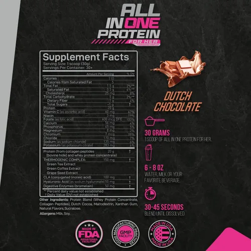 Miniatura 3 de Forzagen Proteína todo en uno para ella Proteína en polvo para mujer con péptidos de colágeno múltiple Suplemento de colágeno hidrolizado, salud