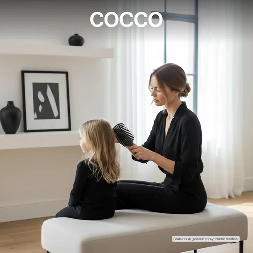 Miniatura 6 de COCCO Aura Vent - Cepillo de jabalí Diseño ventilado de doble curva para un secado más rápido, desenredar y brillar sin esfuerzo, jabalí + cerdas
