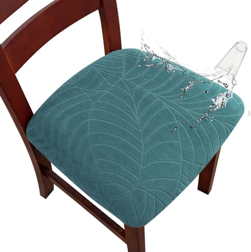 Miniatura 10 de Genina Fundas de asiento impermeables para sillas de comedor, fundas de asiento elásticas para sillas de comedor, extraíbles y lavables, fundas