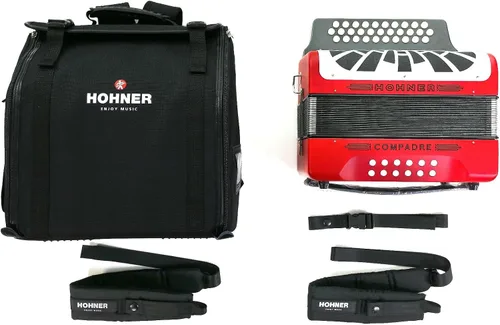 Miniatura 7 de Hohner Compadre GCF Acordeón con bolsa de concierto (rojo)