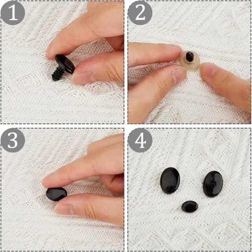 Miniatura 4 de SUPERFINDINGS 250 piezas de seguridad para ojos y narices con arandelas, 5 tamaños de 6/8/11/14/0.669 in, ojos ovalados de plástico y nariz