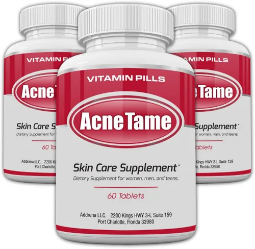 Acnetame Pastillas para el acné, paquete de 3 suplementos para el acné, píldora de vitaminas para la piel transparente para tratamiento de piel