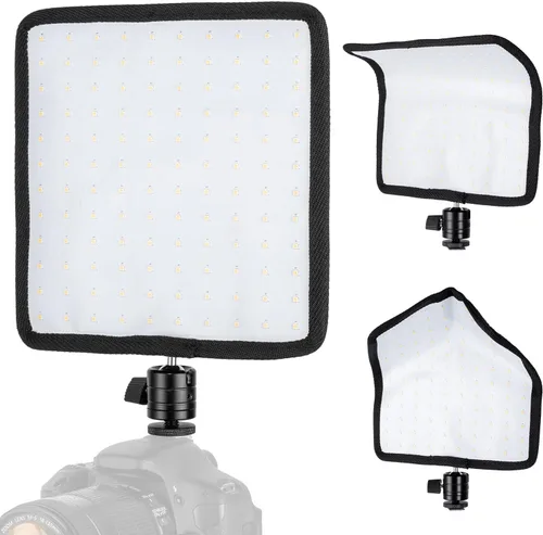 Fomito Panel de luz LED flexible plegable, iluminación suave regulable en la cámara, CRI95 de 5600 K, a prueba de salpicaduras para fotografía de