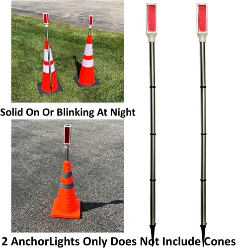 Miniatura 3 de Keyfit Tools AnchorLight - Cono de seguridad para construcción, advertencia de tráfico, luz de anclaje reflectante, estaca para deportes