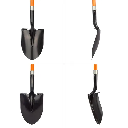 Miniatura 8 de VNIMTI Pala de jardinería resistente, hoja redonda de 56 pulgadas con mango de fibra de vidrio (naranja)