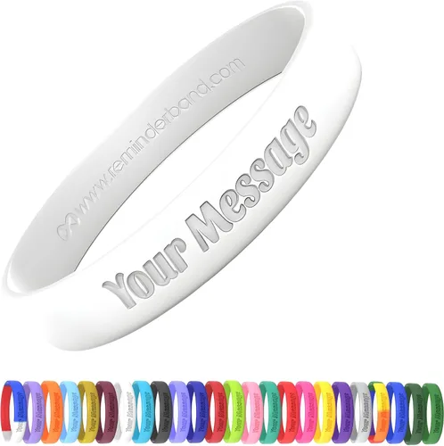 Reminderband - Pulsera clásica de silicona 100% personalizada – Pulsera de goma de silicona personalizada – Personalizable, eventos, regalos, apoyo,