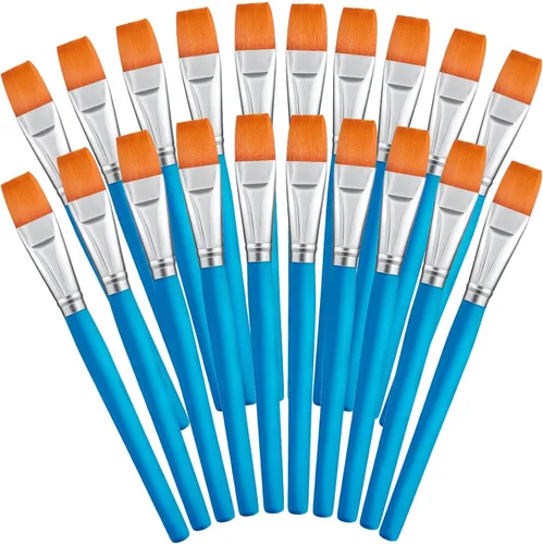 Miniatura 11 de Pinceles planos de pintura acrílica de acuarela, pincel de nailon sintético para el pelo, 1 pulgada, pincel de pintura de artista para detalles
