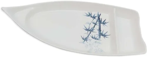 Miniatura 8 de JapanBargain Paquete de 2 platos de sushi con divisor, plato de sashimi japonés de 10 pulgadas, bandeja de aperitivos para salsa de soja, wasabi