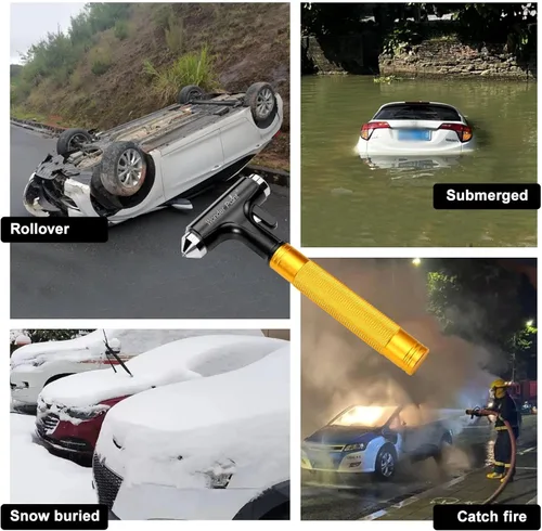 Miniatura 6 de Rompedor de vidrio de alta calidad para automóvil con cortador de cinturón de seguridad, martillo de seguridad automotriz, herramienta de escape