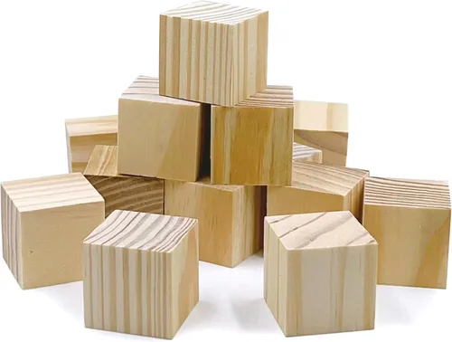 Miniatura 16 de Bloques de madera de 1 pulgada para manualidades, cubos de madera sin terminar, bloques de madera cuadrados en blanco natural, cubos de madera