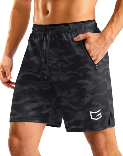 Miniatura 15 de G Gradual Pantalones cortos de correr para hombre con bolsillos con cremallera, secado rápido, gimnasio, atletismo, entrenamiento, pantalones cortos