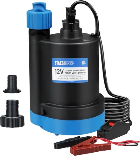 Miniatura 9 de Bomba de agua sumergible de 1/3 HP 2400 GPH Bomba de sumidero pequeña termoplástica eléctrica portátil de transferencia bomba limpia para piscina