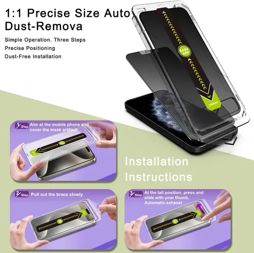 Miniatura 3 de Paquete de 2 protectores de pantalla antiespía de privacidad mate para iPhone X/XS/11 Pro (5.8 pulgadas), vidrio templado 9H, antirreflejos