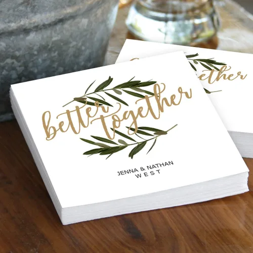 Miniatura 3 de Better Together - Servilletas de bebidas personalizadas, 100 servilletas blancas sin acuñar impresas personalizadas, 4 3/4 x 4 3/4 pulgadas