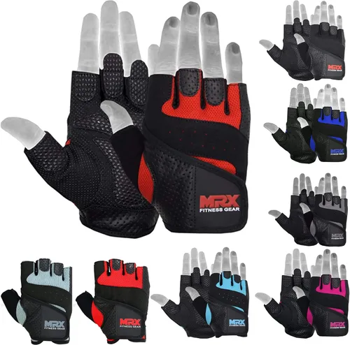 Miniatura 13 de MRX Guantes de levantamiento de pesas Pro Series Gym Fitness Entrenamiento Culturismo Guantes Tamaños