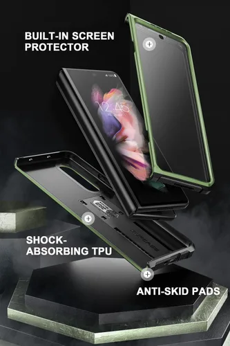 Miniatura 4 de SUPCASE Funda para Samsung Galaxy Z Fold 3 con soporte (Unicorn Beetle), [protector de pantalla integrado y clip para cinturón] Funda protectora