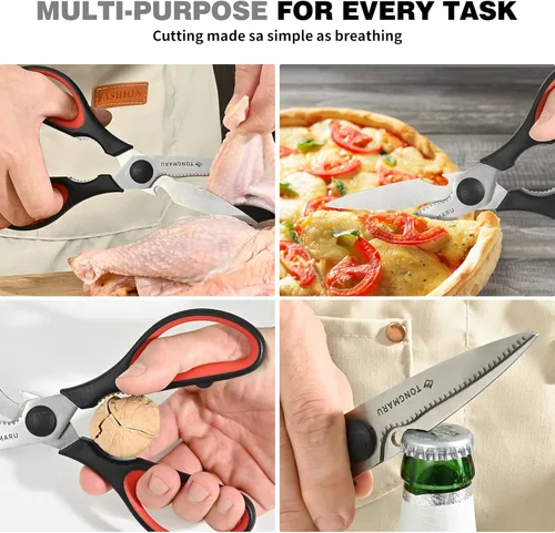 Miniatura 4 de Tijeras de cocina de alta resistencia con tijeras desmontables, multiusos, tijeras aptas para lavavajillas, cuchillas dentadas, cascanueces