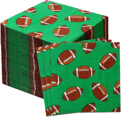 Tinlade 100 hojas de servilletas de fútbol de fútbol, decoración de club de fútbol, servilletas de papel desechables de neón, suministros de fiesta
