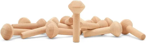 Chimeneas de madera sin terminar, 1-1/2 pulgadas, parte de tren de madera sin terminar para manualidades, paquete de 25 pequeñas chimeneas de madera