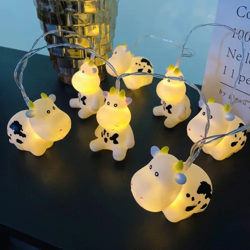 Miniatura 3 de Linda luz nocturna de vaca, de granja, con leche, vaca, funciona con pilas, 3M, 20 LED, decoración de hadas para niños, niñas, dormitorio