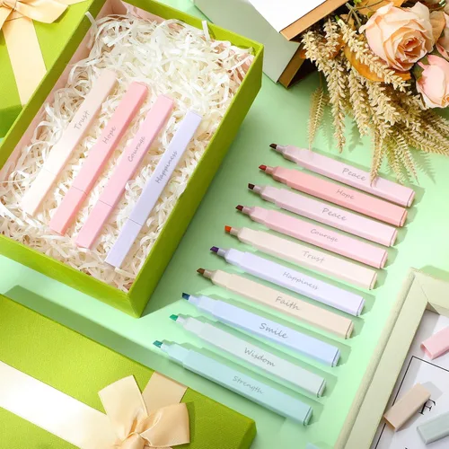 Miniatura 6 de Qeeenar 100 piezas de marcadores bíblicos con punta suave y linda, diseño estético, sin sangrar, resaltador inspirador, punta cincel, pastel, 10