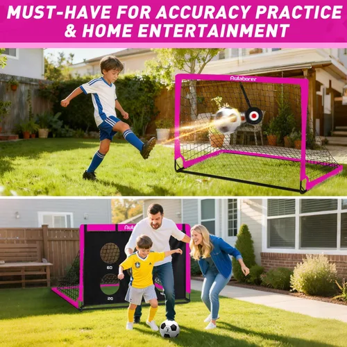 Miniatura 4 de Portería de fútbol, 4x3 pies. Juego de porterías de fútbol para niños para el patio trasero, portería de fútbol emergente portátil con red