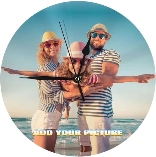 Miniatura 15 de Reloj de pared personalizado, reloj personalizado con texto de 4 imágenes, reloj de fotos silencioso redondo personalizado de PVC, regalos