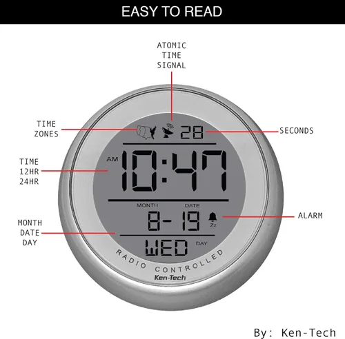 Miniatura 6 de T-4660 Reloj atómico con ventosa resistente al agua, color plateado