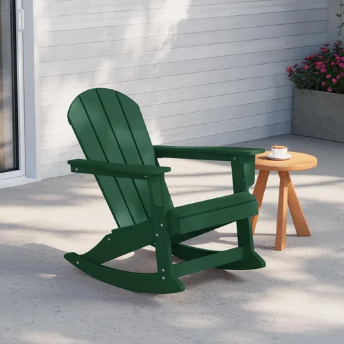 Miniatura 33 de WestinTrends Silla mecedora Malibu de poliéster para exterior/patio Adirondack, Negra