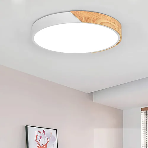Miniatura 14 de EDISLIVE Lámpara de Techo Regulable de 19 pulgadas Moderna Minimalista LED de Forma Redonda de Madera, Metal y Acrílico, Lámpara de Techo de Montaje