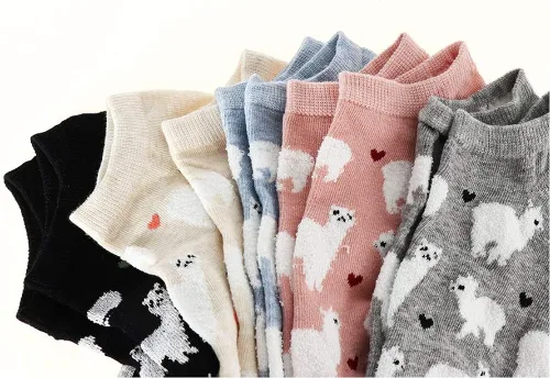 Miniatura 3 de CheeseandU. Calcetines tobilleros para mujer, 5 unidades, diseño de dibujos animados.