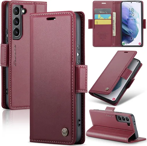 Miniatura 27 de Funda tipo cartera compatible con Samsung Galaxy S21 con tarjetero de bloqueo RFID, funda de piel con función atril para Samsung Galaxy S21 de 6.2