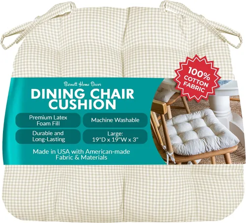 Miniatura 19 de Barnett Home Decor Ticking Stripe Berlin Blue - Almohadilla para silla de comedor con lazos, tamaño mediano 18, relleno de espuma de látex, lavable