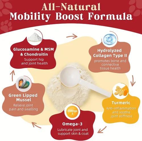 Miniatura 2 de Glucosamina para perros - Suplemento articular para perros - Glucosamina condroitina, MSM, Omega-3, colágeno, alivio del dolor de cadera