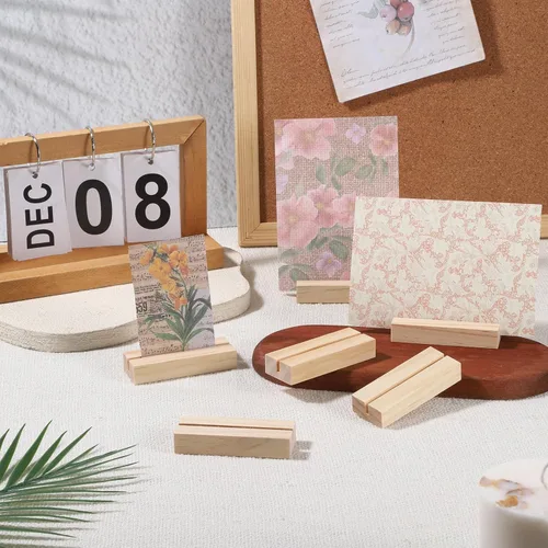 Miniatura 3 de 6 soportes de madera para números de mesa, tarjeteros de madera para colocar tarjetas de fotos y tarjetas de nombre para letreros acrílicos