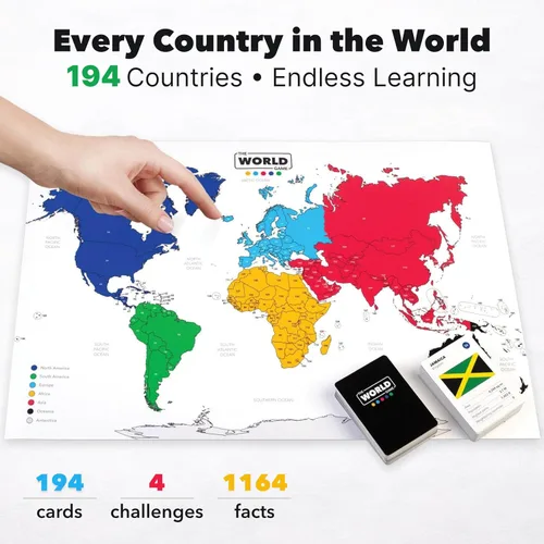 Miniatura 5 de The World Game - Juego de cartas de geografía - Juego de mesa educativo para niños, familia y adultos - Idea de regalo de aprendizaje genial