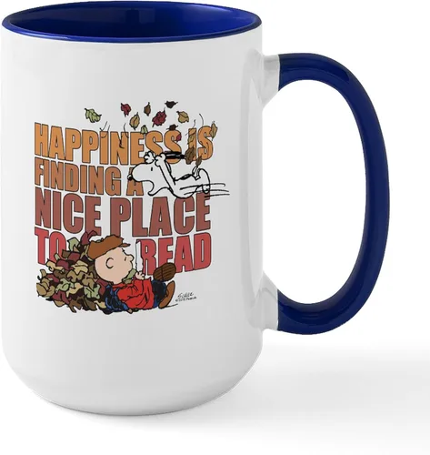 Miniatura 9 de CafePress Peanuts Fall Reading - Taza grande de cerámica (15.0 fl oz)