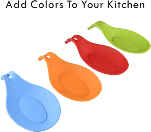 Miniatura 8 de iNeibo Apoyacucharas de silicona para la cocina, 4 unidades (colorido), Vajilla, Multicolor