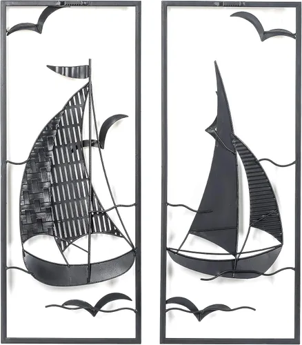 Miniatura 6 de DECO DE VILLE Diseño moderno contemporáneo estilo náutico barco tema metal pared escultura marina decoración, velero-G