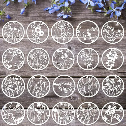 Marspark 20 Piezas Plantillas de Flores Silvestres para Pintura Plantilla Plantillas de Pared de Flores Plantillas de Primavera Reutilizables PET