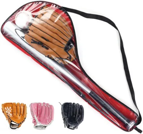 Miniatura 6 de Juego de béisbol – Bate de aleación de aluminio de 25 pulgadas, guante de PVC de 10.5 pulgadas, pelota – Kit para jóvenes Negro