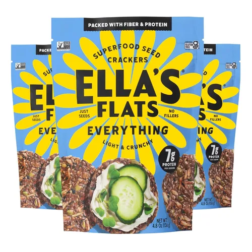 Miniatura 10 de ELLA'S FLATS® Comino todas las semillas saladas patatas fritas – Todo natural, sin gluten, buena fuente de proteínas, alto en fibra, vegano y apto