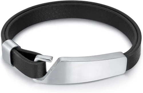Miniatura 4 de QINGDUO - Pulseras de alerta médica grabadas personalizadas para mujeres y hombres, pulsera médica de acero inoxidable + cuero, pulsera médica